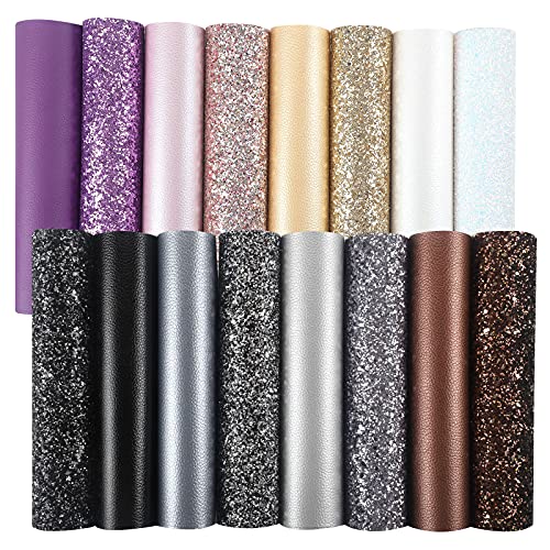 Picheng 16 Stück/Set, 20,8 x 15,2 cm, massives PU-Kunstleder, gemischt, klobiger Glitzer und weiches Ledergewebe, für Bastelarbeiten, Schleifen, Ohrringe Picheng 16 Stück/Set, 20,8 x 15,2 cm, massives PU-Kunstleder, gemischt, klobiger Glitzer und weiches Ledergewebe, für Bastelarbeiten, Schleifen, Ohrringe von picheng