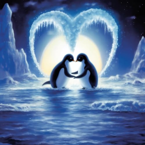 Diamantmalerei "Heart Kiss Pinguine – PigBoss 5D Full Diamond Painting nach Zahlen – Kiss Pinguine Kristall Diamant Punkte Kits Art Decor Geschenk für Erwachsene (30 x 30 cm) von pigpigboss