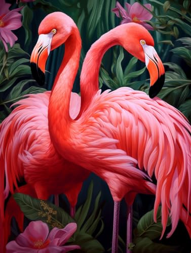 Flamingo Diamond Painting Kits - Pigpigboss 5D Full Round Diamond Painting by Numbers for Adults - Animal Flamingo Diamond Painting Dot Arts Crafts Home Decor Gift (30 x 39,9 cm) von pigpigboss