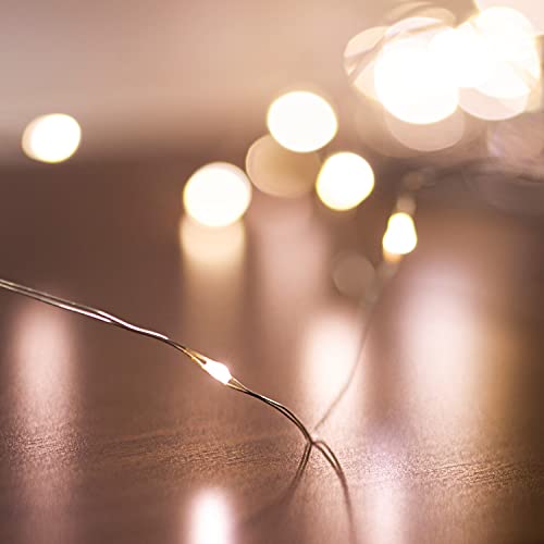 50 LED Lichterkette dimmbar Micro Silberdraht Metall wasserfest warmweiss Batterie 530 cm von pille gartenwelt