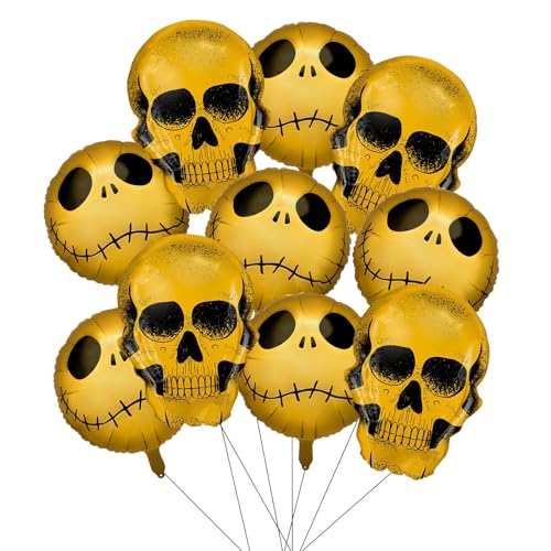 10 x Halloween-Luftballons, großer Totenkopf-Folienballon, Halloween-Themenparty, Dekoration, Zubehör, goldene Totenköpfe und Luftballons, Kombination, Geburtstagsparty, geeignet für drinnen und 10 x Halloween-Luftballons, großer Totenkopf-Folienballon, Halloween-Themenparty, Dekoration, Zubehör, goldene Totenköpfe und Luftballons, Kombination, Geburtstagsparty, geeignet für drinnen und von ping pong balls