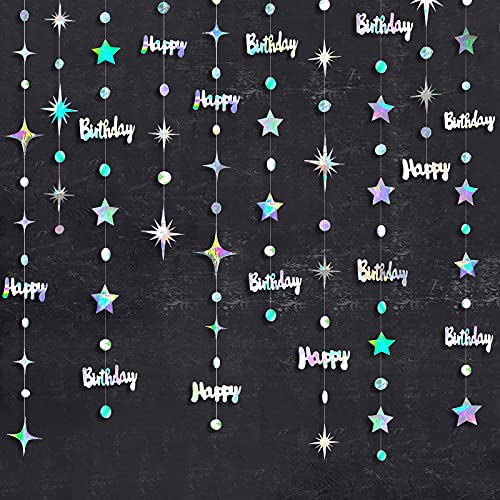 150 m schillernde Happy Birthday Dekorationen Happy Birthday Circle Dot Twinkle Star Girlande Kit Metallic holografisch hängende Streamer Wimpelkette Banner Hintergrund für Frauen Herren Kinder 150 m schillernde Happy Birthday Dekorationen Happy Birthday Circle Dot Twinkle Star Girlande Kit Metallic holografisch hängende Streamer Wimpelkette Banner Hintergrund für Frauen Herren Kinder von pinkblume