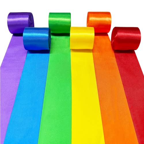 60m Regenbogen-Satinband 50mm Breit Bunte Stoffbänder Große Seidensatin-Girlande zum Aufhängen für Geschenkverpackungen Basteln DIY Nähen Haarschleife Geburtstag Stuhl Party Hintergrunddekoration von PinkBlume