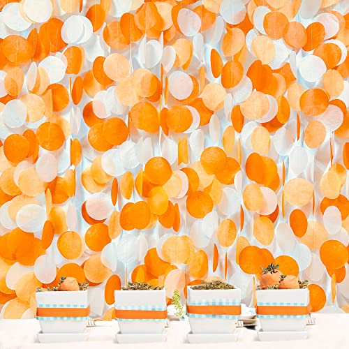 7.6 m orangefarbene Party-Dekorationen, große Kreise, Punkte, Hintergrund, Girlande, Ombré-Orange, Seidenpapier, gepunktet, zum Aufhängen, für Geburtstag, Verlobung, Herbst, Erntepartyzubehör von pinkblume