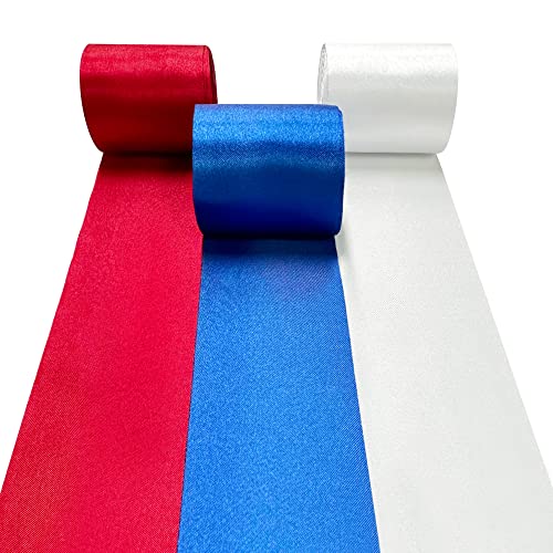 Blau, Rot und Weiß, 65.6 m × 5 cm breites Satinband für DIY-Handwerk, Geschenkverpackung, Party-Hintergrund, 4. Juli, amerikanischer Unabhängigkeitstag, Abschlussfeier, Hochzeitsdekorationen von pinkblume