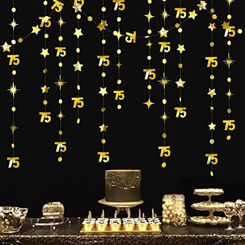 Gold 75. Geburtstag Dekorationen Nummer 75 Kreis Dot Twinkle Star Girlande Metallic Hanging Streamer Bunting Banner Backdrop für 75 Year Old Happy Birthday 75th Anniversary Seventy-five Party Supplies Gold 75. Geburtstag Dekorationen Nummer 75 Kreis Dot Twinkle Star Girlande Metallic Hanging Streamer Bunting Banner Backdrop für 75 Year Old Happy Birthday 75th Anniversary Seventy-five Party Supplies von pinkblume
