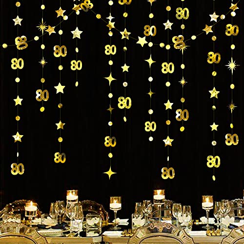 Gold 80. Geburtstag Dekorationen Nummer 80 Kreis Dot Twinkle Star Girlande Metallic Hanging Streamer Bunting Banner Backdrop für 80 Year Old Happy Birthday 80th Anniversary Eighty Party Supplies Gold 80. Geburtstag Dekorationen Nummer 80 Kreis Dot Twinkle Star Girlande Metallic Hanging Streamer Bunting Banner Backdrop für 80 Year Old Happy Birthday 80th Anniversary Eighty Party Supplies von pinkblume