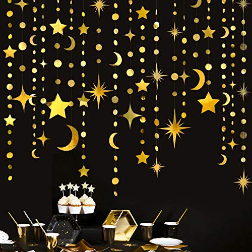 Gold Star Moon Circle Dot Garland Party Decorations Kit Hanging Crescent and Twinkle Little Star Streamer Bunting Banner for Kids Room First Birthday Ramadan EID Mubarak Baby Shower Wedding Engagement Gold Star Moon Circle Dot Garland Party Decorations Kit Hanging Crescent and Twinkle Little Star Streamer Bunting Banner for Kids Room First Birthday Ramadan EID Mubarak Baby Shower Wedding Engagement von pinkblume