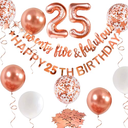 Folienballon 25 für Damen zum 25. Geburtstag, 25. Geburtstag, Dekoration zum 25. Geburtstag, 25. Geburtstag und fabelhafte Prost bis 25 Jahre, Hello 25 Birthday Party Supplies Hintergrund von pinkblume