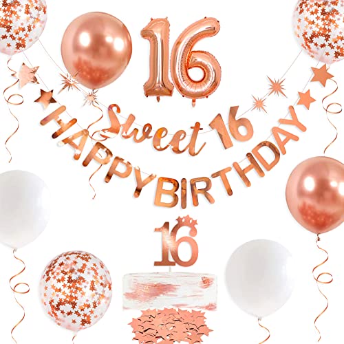 Rotgold Sweet 16 Happy Birthday Banner Girlande für süße 16 Dekorationen Hängende süße 16 Schilder für Mädchen 16. Geburtstag Party Dekor 16. Happy Birthday Party für Sweet Sixteen Party Supplies Rotgold Sweet 16 Happy Birthday Banner Girlande für süße 16 Dekorationen Hängende süße 16 Schilder für Mädchen 16. Geburtstag Party Dekor 16. Happy Birthday Party für Sweet Sixteen Party Supplies von PinkBlume