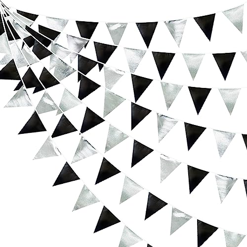 Schwarz und Silber Party Dekorationen Dreieck Wimpel Banner Flagge Metallic Stoff Wimpelkette Girlande für Geburtstag Abschluss Ruhestand Hochzeit Bachelorette Brautdusche Verlobung Disco Party Schwarz und Silber Party Dekorationen Dreieck Wimpel Banner Flagge Metallic Stoff Wimpelkette Girlande für Geburtstag Abschluss Ruhestand Hochzeit Bachelorette Brautdusche Verlobung Disco Party von pinkblume