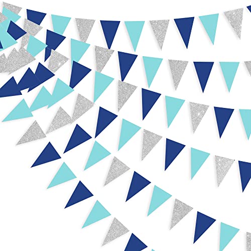 Wimpelkette aus Papier, 90 m, Marineblau, silberfarben, königsblau, zum Aufhängen, für Geburtstag, Brautparty, Babyparty, Hochzeit, AHOI, Achor, nautisches Piraten-Thema, Party-Dekorationen Wimpelkette aus Papier, 90 m, Marineblau, silberfarben, königsblau, zum Aufhängen, für Geburtstag, Brautparty, Babyparty, Hochzeit, AHOI, Achor, nautisches Piraten-Thema, Party-Dekorationen von pinkblume