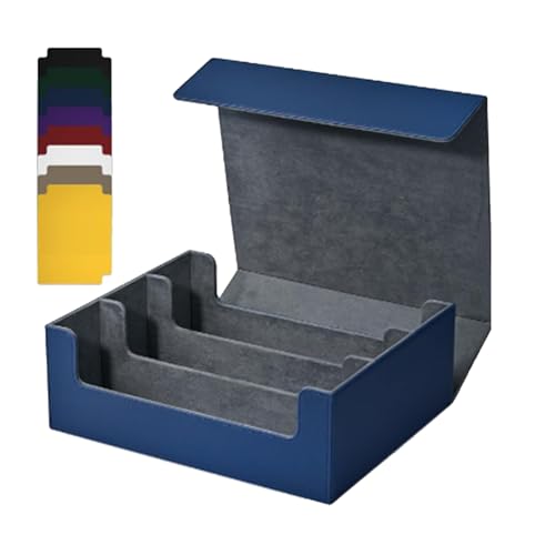 pintoc Kartenaufbewahrungsbox für Sammelkarten, 1800+ PU-KartendeckhüLle, Kartenbox mit Magnetverschluss für Magnetische Spielkarten, Blau von pintoc