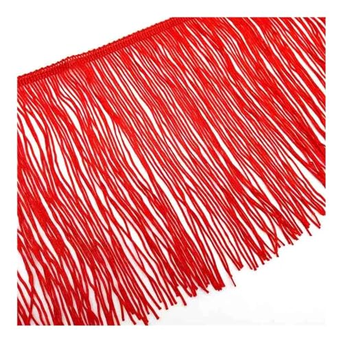 1 m lange weiße Spitzenfransenborte mit Quaste, Fransenborte für DIY, lateinamerikanisches Kleid, Bühnenkleidung, Zubehör, 15 cm breites Spitzenband (rot) von pipisweet