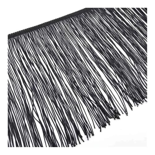 1 m lange weiße Spitzenfransenborte mit Quaste, Fransenborte für DIY, lateinamerikanisches Kleid, Bühnenkleidung, Zubehör, 15 cm breites Spitzenband (schwarz) von pipisweet