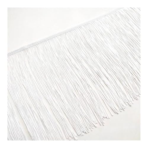 1 m lange weiße Spitzenfransenborte mit Quaste, Fransenborte für DIY, lateinamerikanisches Kleid, Bühnenkleidung, Zubehör, 15 cm breites Spitzenband (weiß) von pipisweet