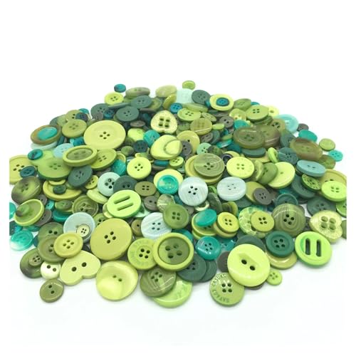 100 Stück 1–3 cm runde Harz-Knöpfe, gemischte Farben, für Kinder, manuelles Malen, 2/4 Löcher, Knöpfe für Heimwerker, Handwerk, Nähzubehör (grüne Serie) von pipisweet