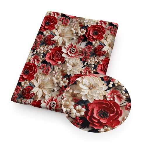 50 x 145 cm Katzen-3D-Blumenimitat-Stickerei, bedrucktes Polyester/reine Baumwolle, Patchwork, Nähen, Quilt, Stoff (4674,50 x 145 cm, reine Baumwolle) von pipisweet