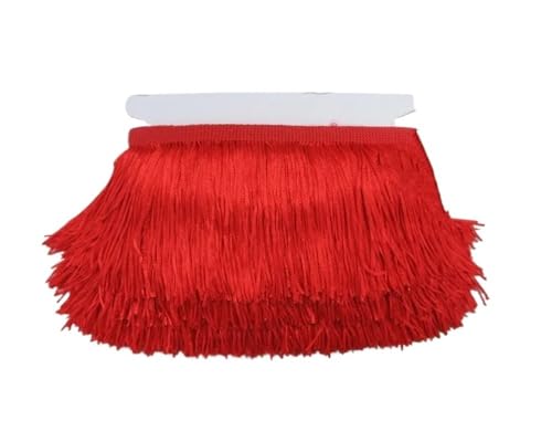 Fransenborte mit kurzen Quasten, 9 cm x 10 m, Spitze für selbstgemachte Vorhänge, Kleider, Nähfarben, Besätze, DIY-Zubehör (04 rot) von pipisweet