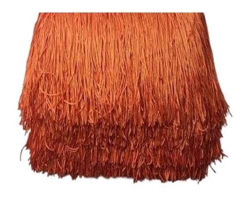 Fransenborte mit kurzen Quasten, 9 cm x 10 m, Spitze für selbstgemachte Vorhänge, Kleider, Nähfarben, Besätze, DIY-Zubehör (31 Dunkelorange) von pipisweet