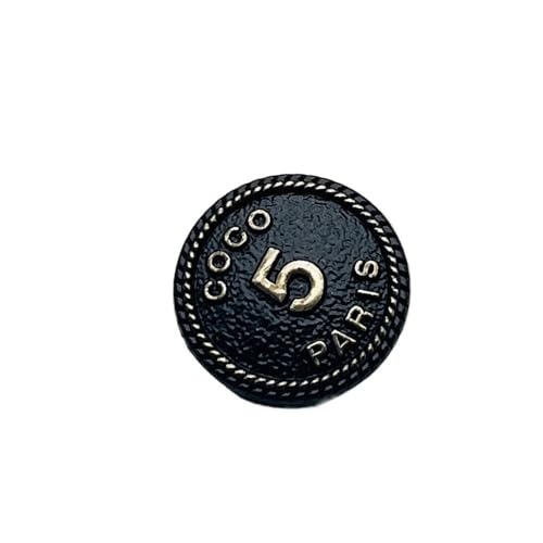 Metallknöpfe für Kleidung, DIY, Nähzubehör, Dekoration, 5 Stück, goldfarben, schwarz, weiß, 5 Stück (Schwarz, 25 mm) von pipisweet