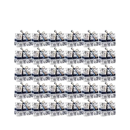 pipisweet Geschenktüten mit Blumenmuster, Papiertüten mit Band, Geschenktüten, Kleidung, Tragetaschen, Kleidung (Blau, 30 Stück, 18 x 16 x 10 cm) von pipisweet