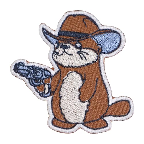 pipomama Aufnäher zum Aufbügeln, Motiv: Otter Cowboy, für Kleidung, bestickt, zum Aufnähen von pipomama