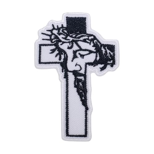 pipomama Christliches Kreuz, zum Aufbügeln, Jesus Krist, Aufnäher für Kleidung, bestickt, zum Aufnähen oder Aufbügeln pipomama Christliches Kreuz, zum Aufbügeln, Jesus Krist, Aufnäher für Kleidung, bestickt, zum Aufnähen oder Aufbügeln von pipomama