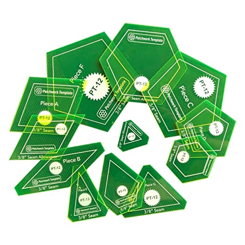 12-teiliges Acryl-Steppvorlagen-Set mit 3/8-Zoll-Naht-Zugabe, Quilt-Lineal-Set zum Schneiden von Mustern und Basteln 12-teiliges Acryl-Steppvorlagen-Set mit 3/8-Zoll-Naht-Zugabe, Quilt-Lineal-Set zum Schneiden von Mustern und Basteln von pistro
