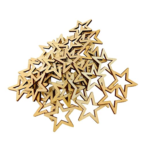 50 Stück unlackierte hohle Holzsterne, 30 mm, Bastelverzierungen für DIY-Projekte, Kinderhandwerk, Party-Dekoration von pistro