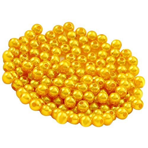 500 Stück 6mm Kunstperlen mit Loch - Wachsperlen Dekoperlen Bastelperlen für Schmuckherstellung DIY Projekte- Gold von pistro