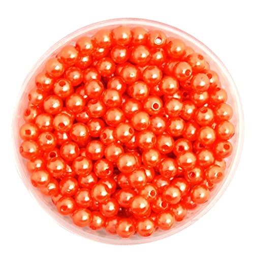 500 Stück 6mm Kunstperlen mit Loch - Wachsperlen Dekoperlen Bastelperlen für Schmuckherstellung DIY Projekte- Orange von pistro
