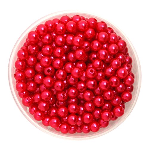 500 Stück 6mm Kunstperlen mit Loch - Wachsperlen Dekoperlen Bastelperlen für Schmuckherstellung DIY Projekte- Rot von pistro