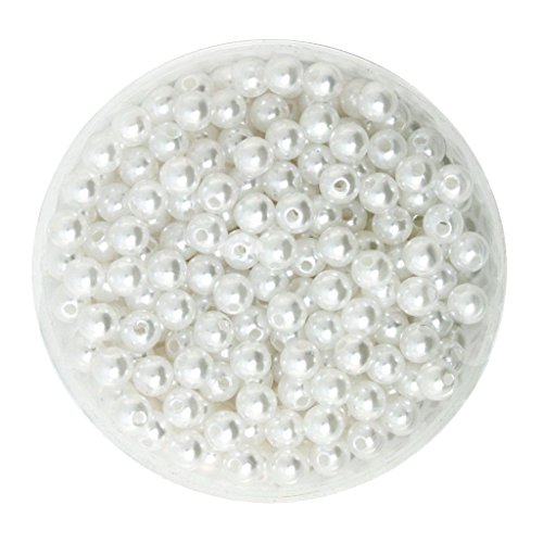 500 Stück 6mm Kunstperlen mit Loch - Wachsperlen Dekoperlen Bastelperlen für Schmuckherstellung DIY Projekte- Weiß von pistro