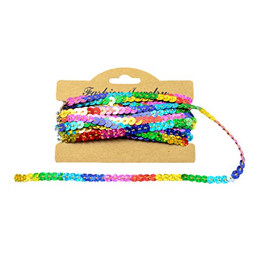 5Yd Pailletten Trim Spangle Flache Pailletten Paillette String Ribbon Applique Für DIY Kleidung Brautkleid Regenbogen von pistro
