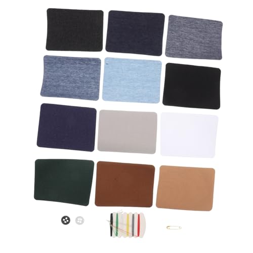 Bügelstoff-Reparaturflicken für Kleidung, selbstklebende Rückseite, rechteckiger Stil, Knie- und Ellbogenflicken für Jeans und Hosen, inklusive Nähset von pistro