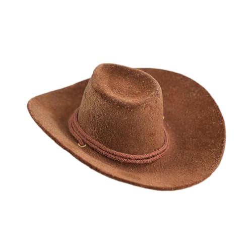 Cowboyhut im Maßstab 1:6 für Actionfiguren, Westernzubehör, 30,5 cm, Puppenhut, 8,5 cm, Miniatur-beflockter Hut, Braun von pistro