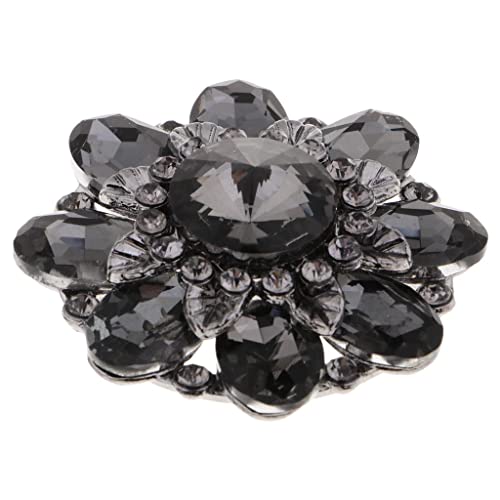 Deko-Knopf mit Blume, Legierung, Kristall, Strass, 3,8 cm, Nähen, dekorativer Knopf für Handwerk, Kleidung, Zubehör, Schwarz von pistro