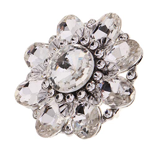 Deko-Knopf mit Blume, Legierung, Kristall, Strass, 3,8 cm, Nähen, dekorativer Knopf für Handwerk, Kleidung, Zubehör, Weiß von pistro