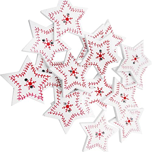 Holzknöpfe Weihnachtsbaum, Stern, Herz, Schneeflocke, flache Rückseite, Verzierungen für Scrapbooking, Kartenherstellung, Basteln, 25 Stück von pistro