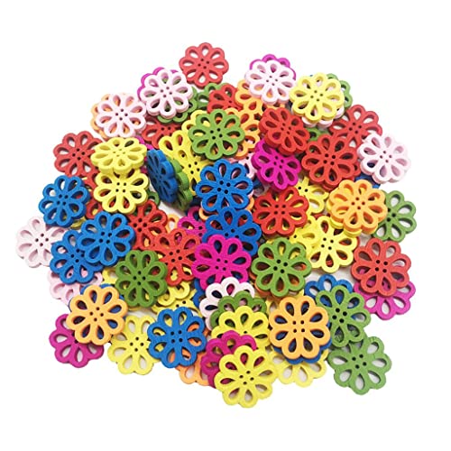 Holzknöpfe in Blumenform, 4 Löcher, zum Nähen, Basteln, Scrapbooking, Kartenherstellung, Dekoration, 100 Stück von pistro