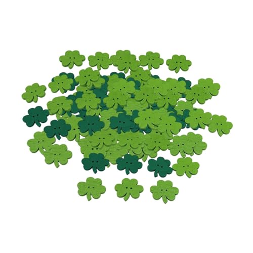Holzknöpfe in Kleeblattform, grüne Federknöpfe, dekorative Verzierungen, 25 mm, für Bastelarbeiten, Kleidung, Zubehör, einfarbig, 50 Stück von pistro