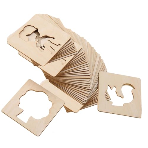 Kinder-Zeichenschablonen-Set, 10 Stück, Montessori-Kreide-Schablonen aus Holz, für Klassenzimmer, Malerei, Zeichnen, Spray, Kunst, Handwerk, DIY, 50 Stück von pistro