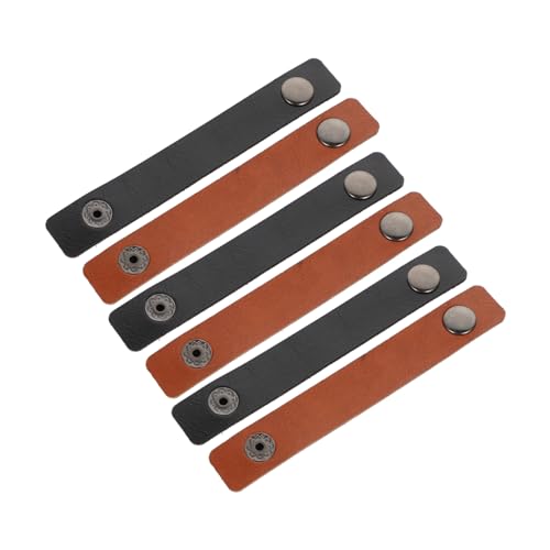 Leder-Kabelclips für Kopfhörer- und USB-Kabel-Management, tragbare Kabelhalter in Schwarz und Hellbraun, 6 Stück von pistro