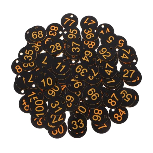 Runde Kunststoff-Nummernschilder mit Löchern, Schlüsselanhänger-Organisationsetiketten für Fitnessstudios, Hotels, Schulen, Büros, PVC, 3,5 cm, 100 Stück von pistro