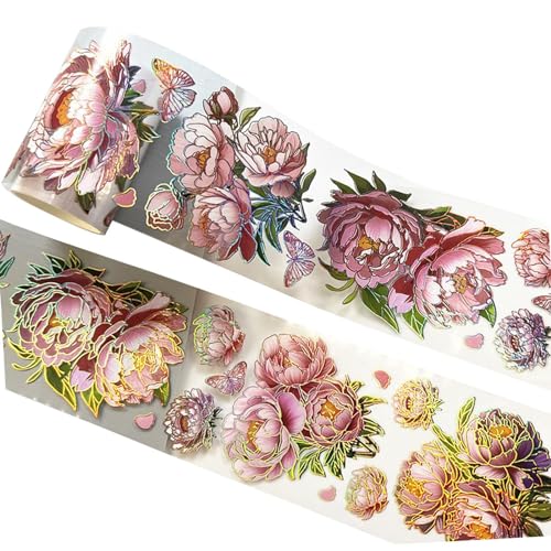 Washi-Klebeband mit Haustieren, Bastelband 2m x 6cm, PET Masking Tape für Scrapbooking, DIY-Dekor, Partydekorationen, Bücher, Kalender, Kinder, Teenager- Rote Pfingstrose von pistro