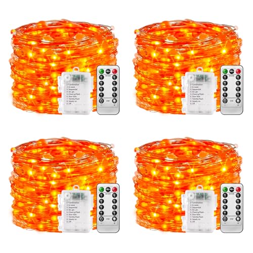 Lichterkette Batterie - 4 Stk Orange, 100 LED Lichterkette 10m 8 Modi Fernbedienung, Timer Lichterkette Draht, Dimmbar Lichterkette Akku, Weihnachten Lichterkette Batteriebetrieben Wasserdicht Lichterkette Batterie - 4 Stk Orange, 100 LED Lichterkette 10m 8 Modi Fernbedienung, Timer Lichterkette Draht, Dimmbar Lichterkette Akku, Weihnachten Lichterkette Batteriebetrieben Wasserdicht von plainshe