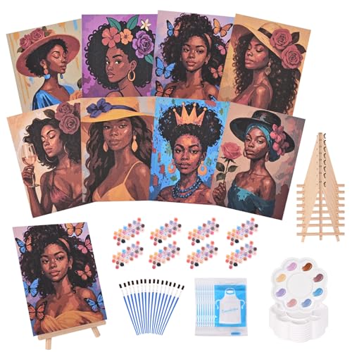playneeu Malen-nach-Zahlen-Set für Erwachsene, 20,3 x 30,5 cm, 8 Stück, Leinwandgemälde mit Staffelei, 24 Acrylfarben, Pinsel, Schürze, Palette – Mal- und Trink-Set für Anfänger, Partys und Geschenke playneeu Malen-nach-Zahlen-Set für Erwachsene, 20,3 x 30,5 cm, 8 Stück, Leinwandgemälde mit Staffelei, 24 Acrylfarben, Pinsel, Schürze, Palette – Mal- und Trink-Set für Anfänger, Partys und Geschenke von playneeu