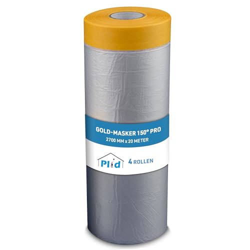 Gold-Masker 150° Pro, Tape, Klebeband, Malerband, Abdeckband, Acrylatkleber, UV- Resistent, Rückstandsfrei entfernbar, Scharfe Farbkanten, Für Innen und Außen geeignet (4, 2700) von Plid