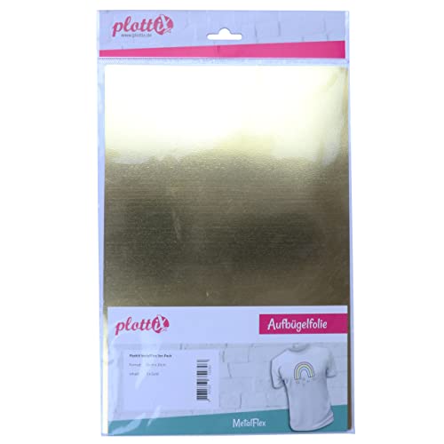 plottiX 101526 Aufbügelfolie, Gold, 20 x 30cm-3er-Pack plottiX 101526 Aufbügelfolie, Gold, 20 x 30cm-3er-Pack von plottiX